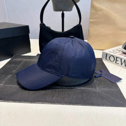 Nylon Baseball Cap with Metal Plaque — Navy