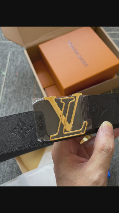 Reversible Calfskin Leather Belt with Dual-Texture Finish width 4.0cm