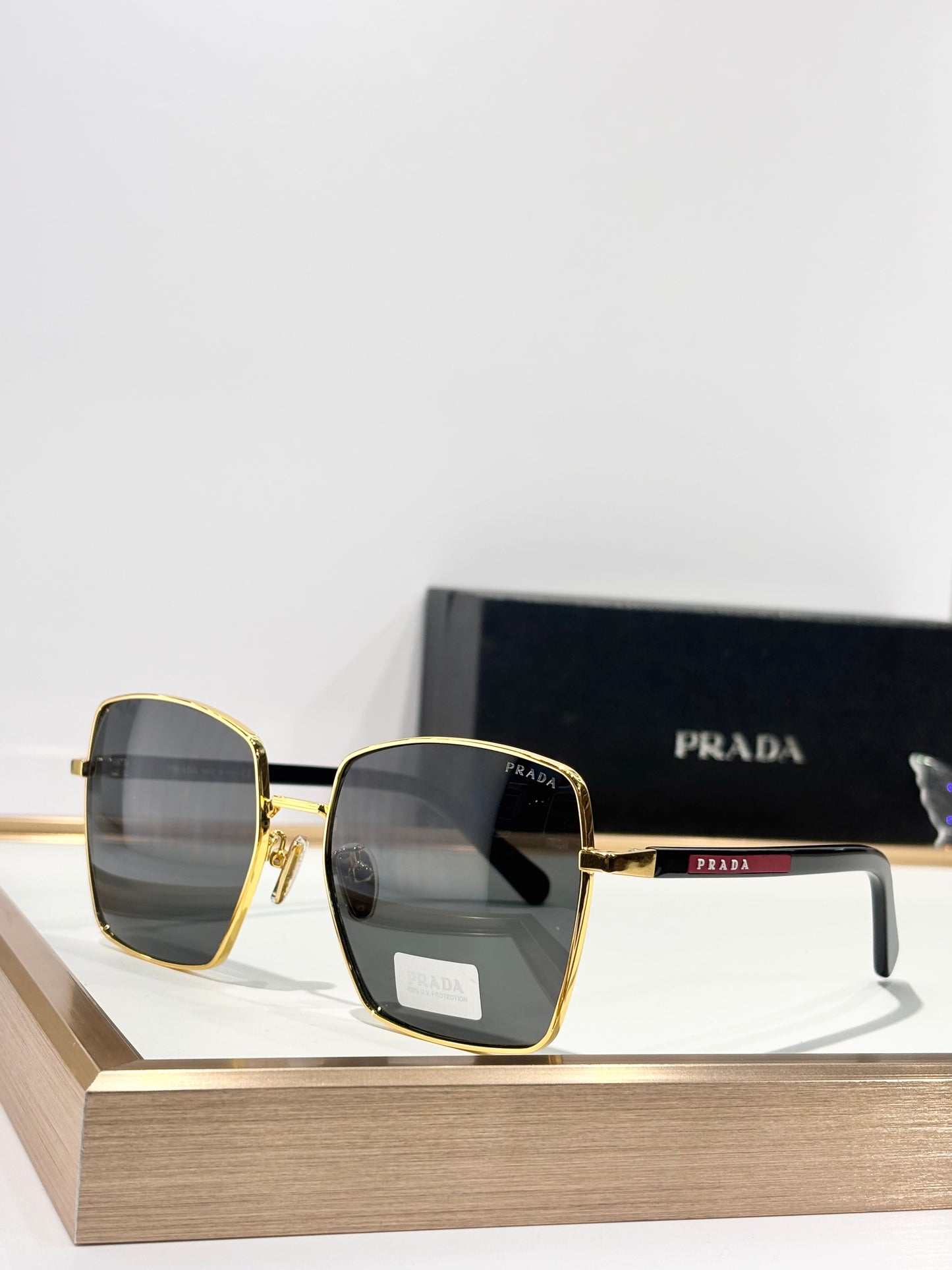Gold-Frame Square Sunglasses