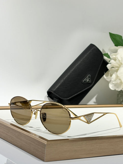 Gold-Tone Aviator Sunglasses with Tinted Lenses and Case