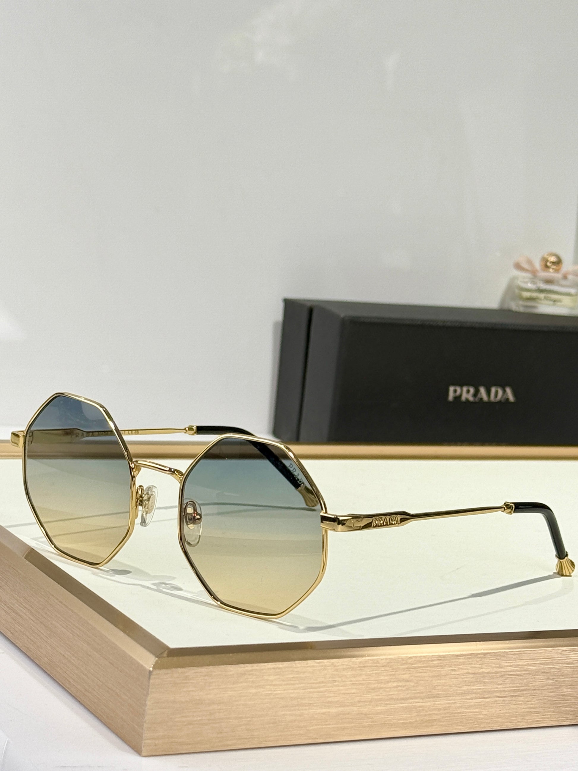 Gold-Tone Geometric Gradient Sunglasses