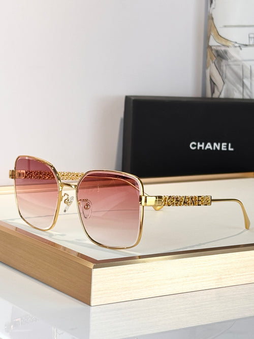 Gold Frame Pink Lens Square Sunglasses