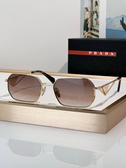 Geometric Metal Frame Sunglasses with Gradient Lenses
