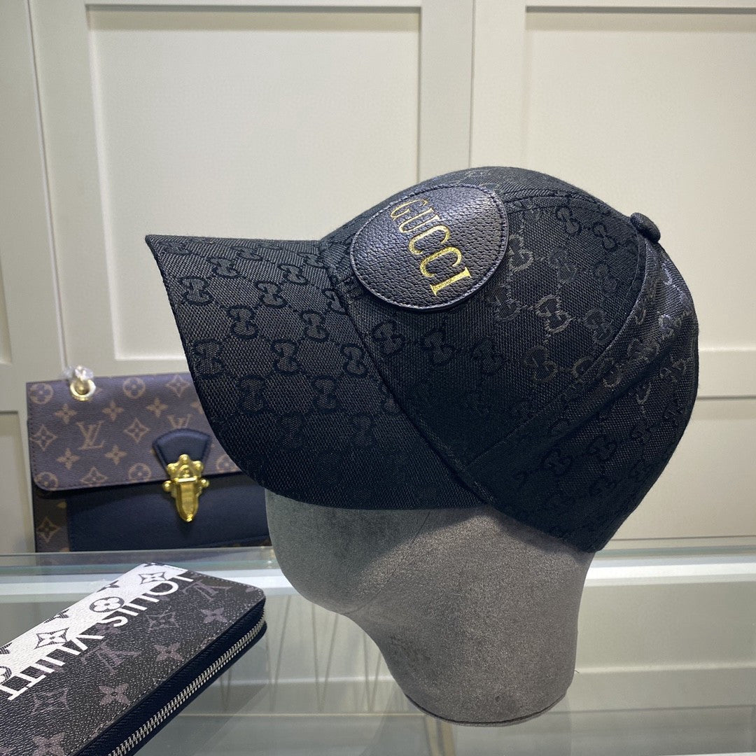 Black Monogram Pattern Baseball Cap