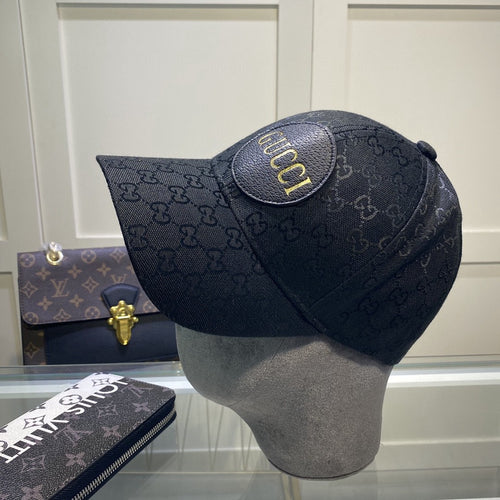 Black Monogram Pattern Baseball Cap