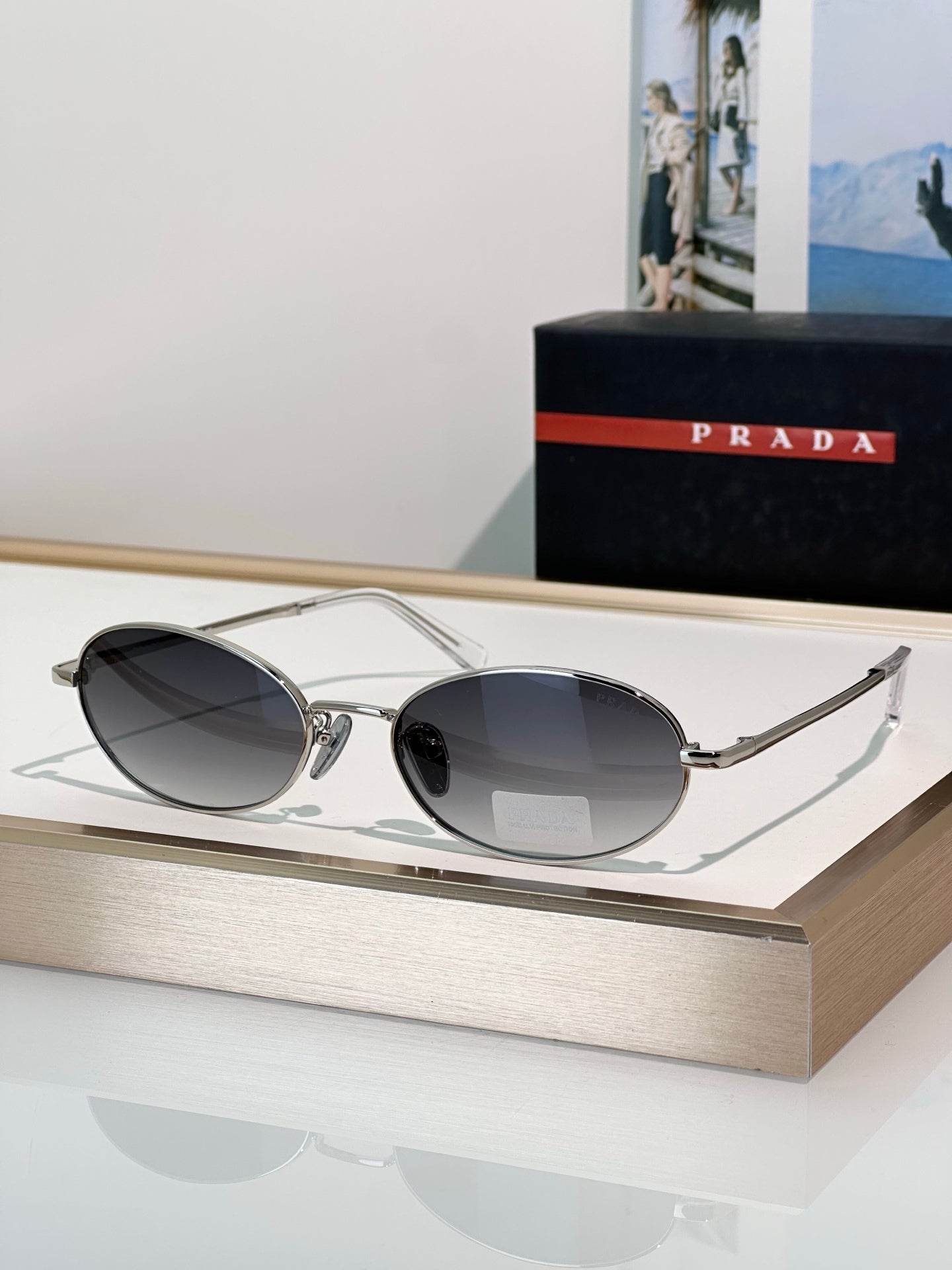 Oval Rimless Gradient Lens Sunglasses