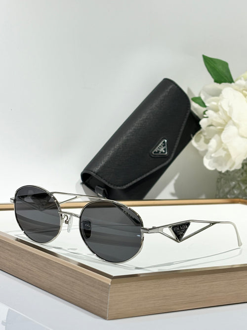 Men's Rectangular Rimless Sunglasses with Metal Frame and Hard Case