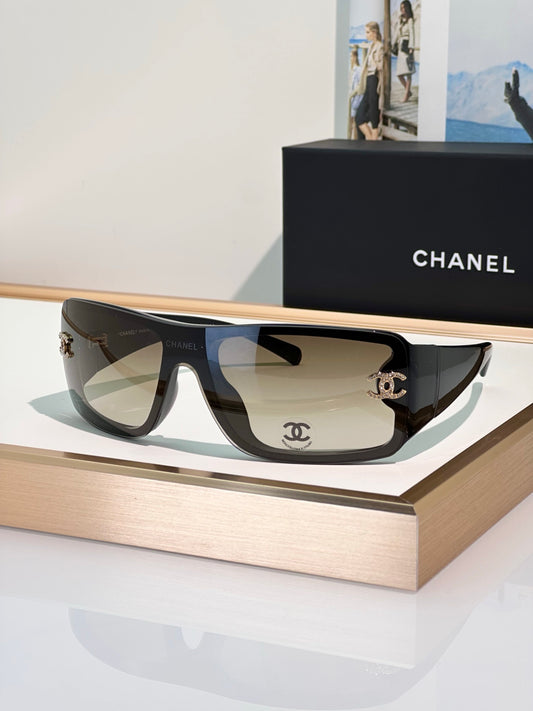 Oversized Shield Sunglasses with Crystal Accent