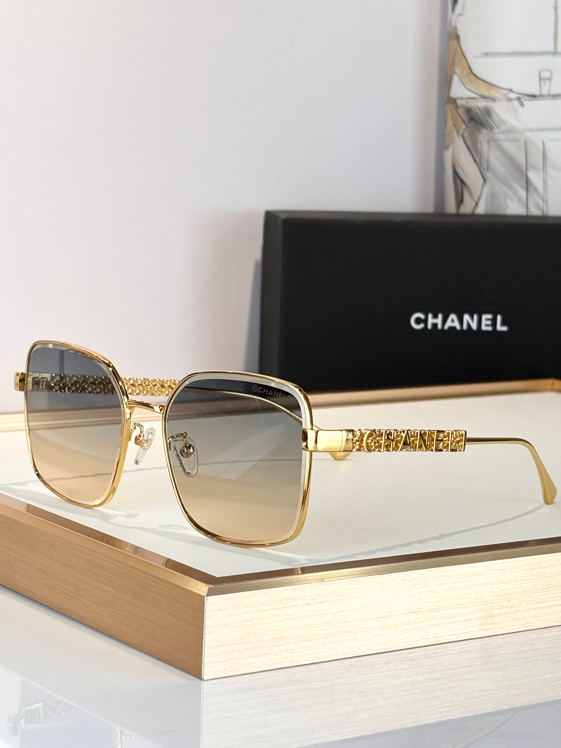 Gold-Tone Square Gradient Sunglasses