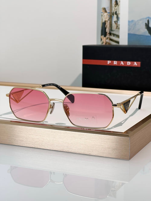 Pink Lens Geometric Metal Frame Sunglasses