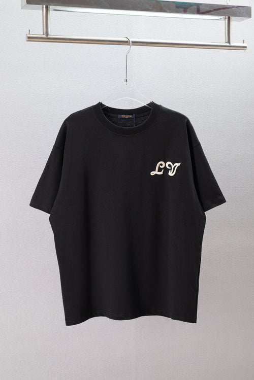 Black Embroidered Graphic Short Sleeve T-Shirt