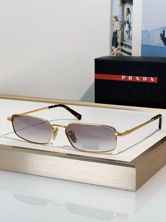 Gold Rim Rectangular Gradient Sunglasses