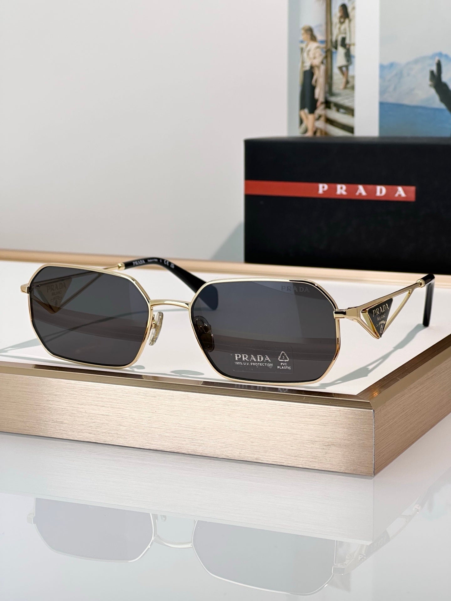 Gold Frame Square Sunglasses