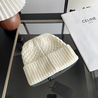Textured Knit Beanie with Foldover Cuff