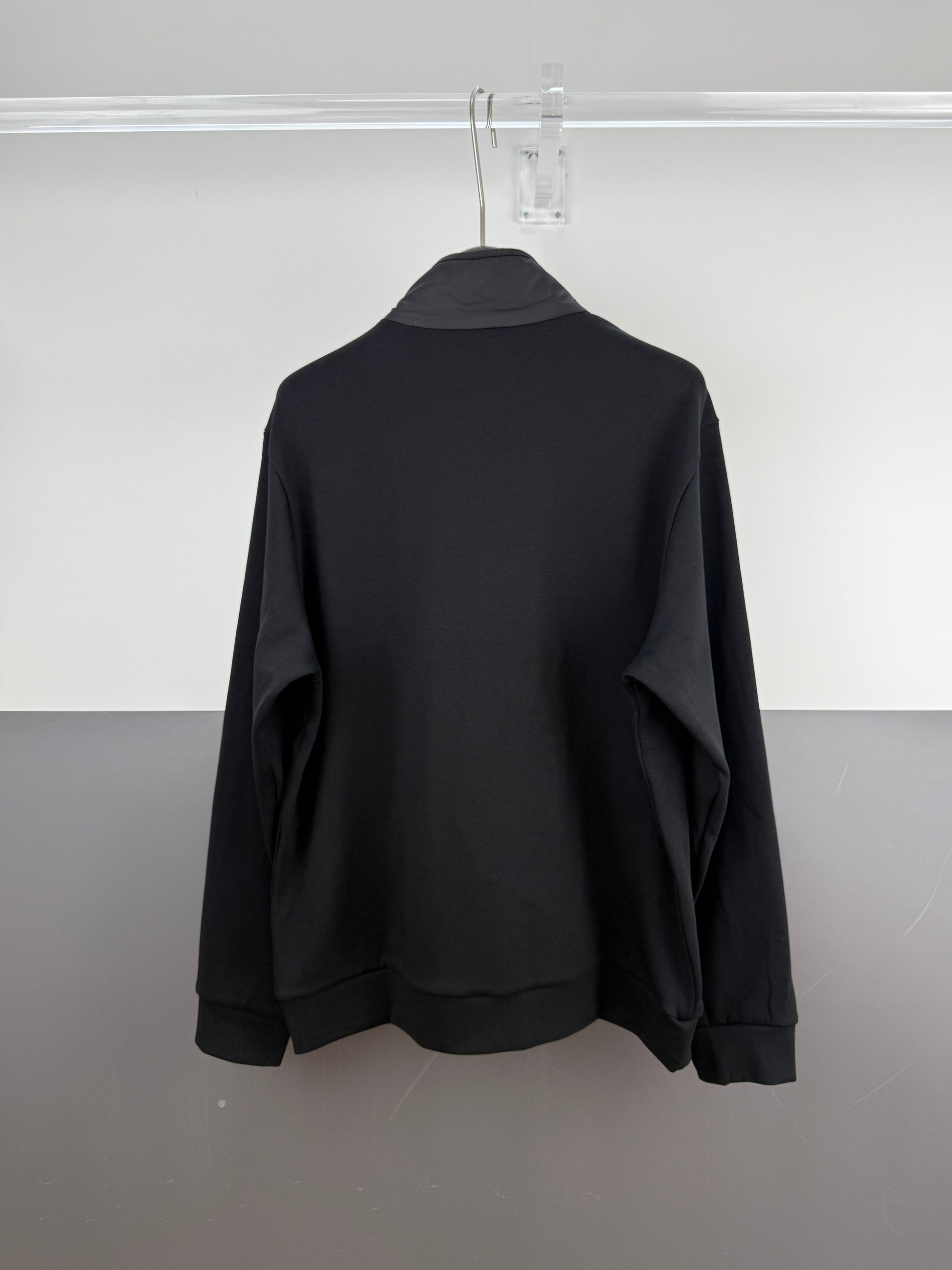Black Half-Zip Pullover Jacket with Logo Detail