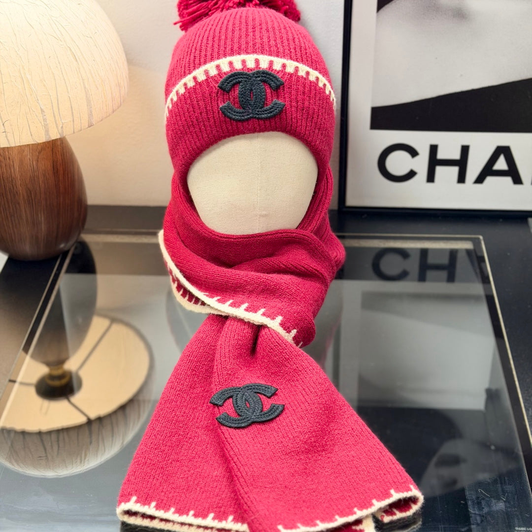 Pink Knit Winter Hat Scarf and Glove Set