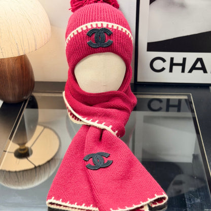 Pink Knit Winter Hat Scarf and Glove Set