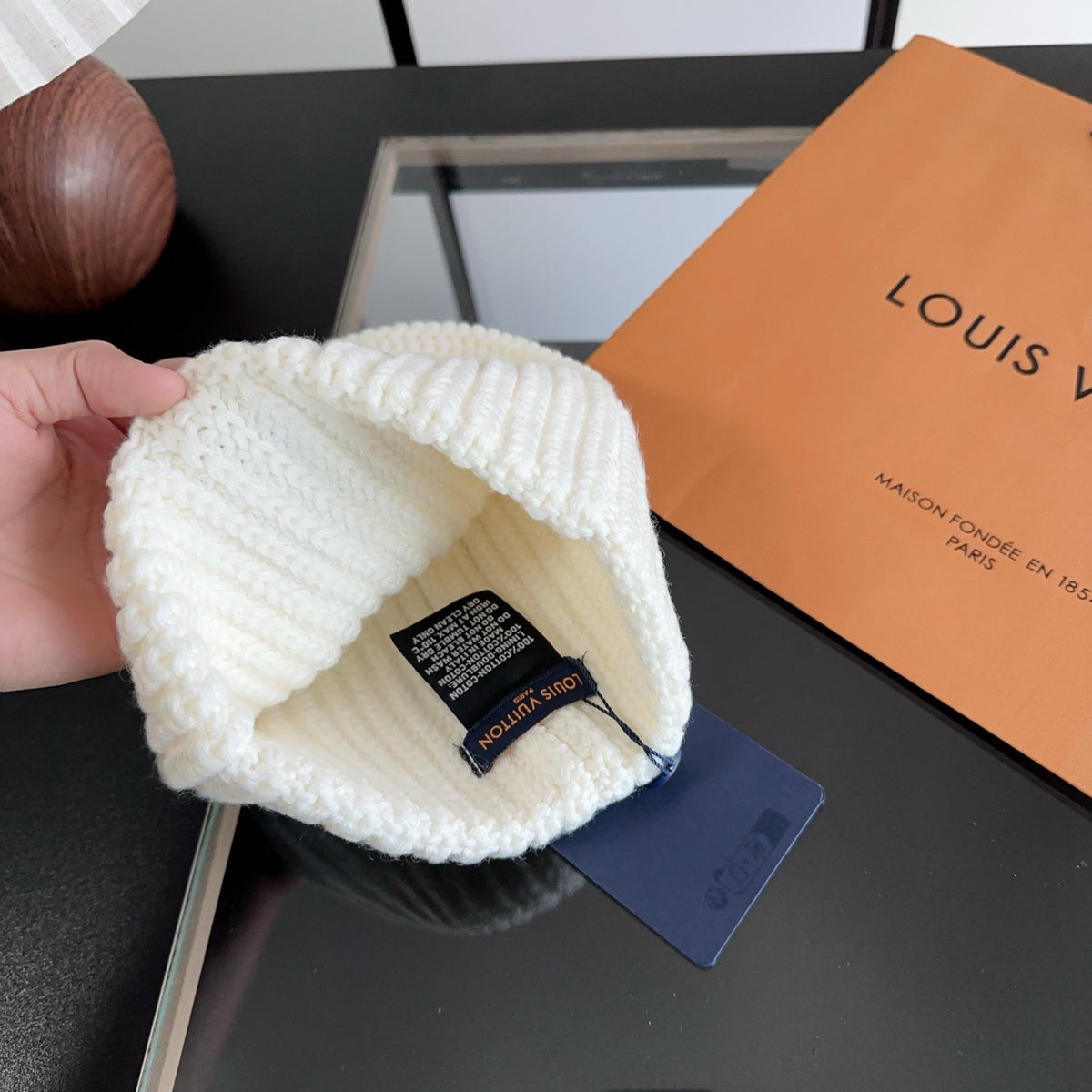 White Chunky Knit Beanie with Folded Cuff