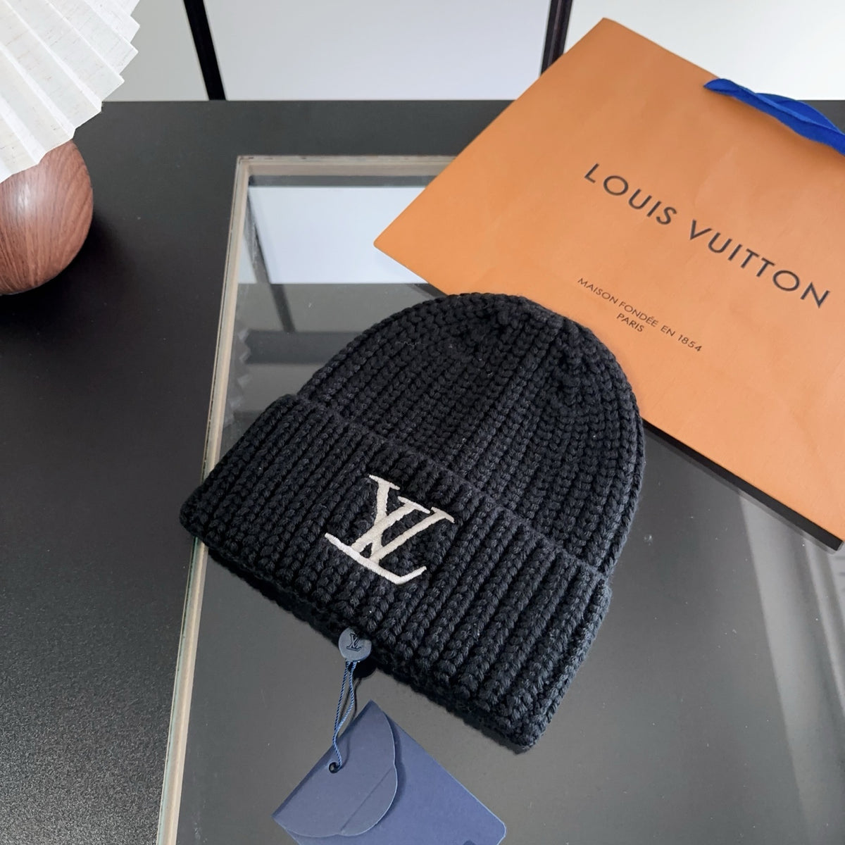 Black Ribbed Knit Cuffed Beanie
