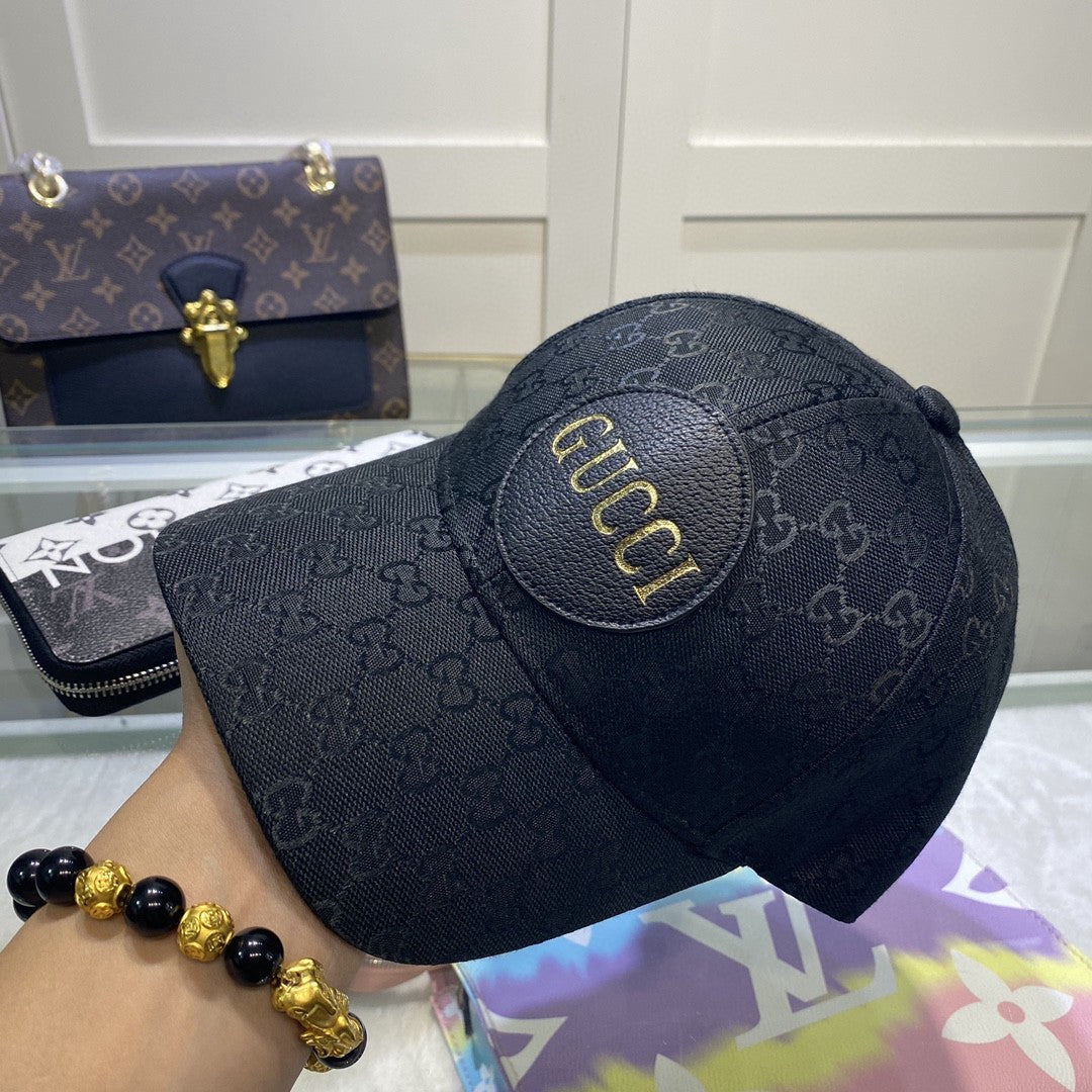 Black Monogram Pattern Baseball Cap