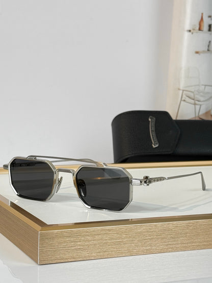 Geometric Metal Frame Sunglasses
