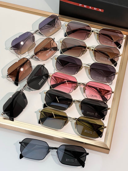 Geometric Metal Frame Sunglasses with Gradient Lenses