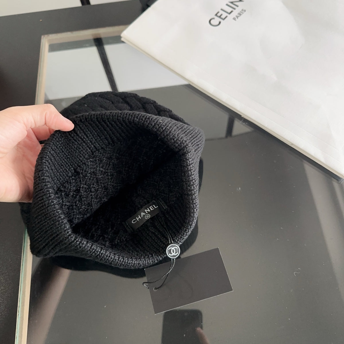 Textured Knit Beanie with Ribbed Fold-Over Cuff