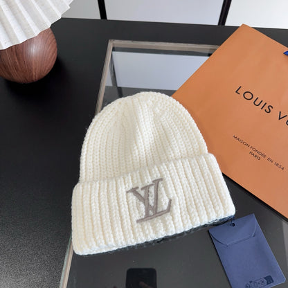 White Chunky Knit Beanie with Folded Cuff