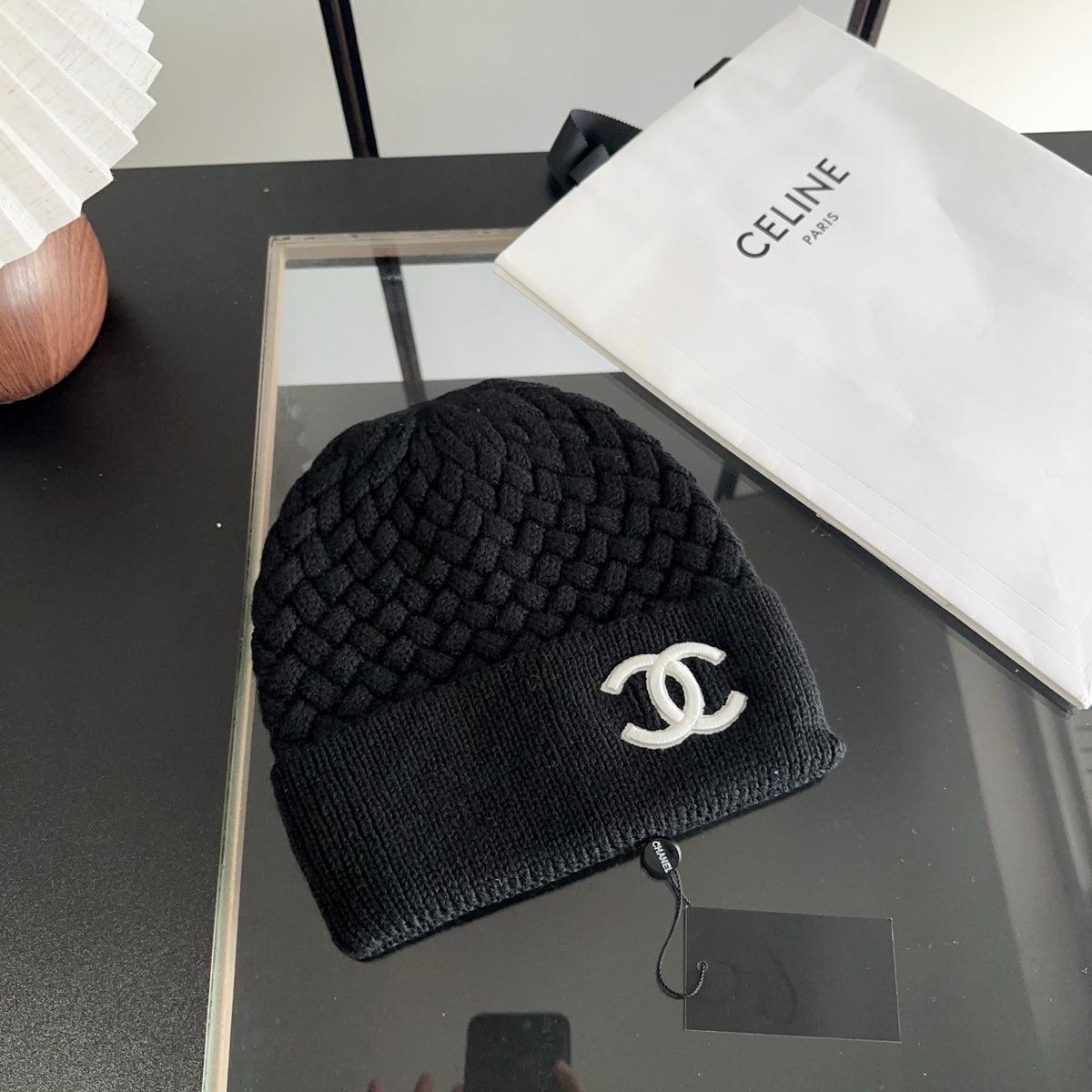 Textured Knit Beanie with Ribbed Fold-Over Cuff