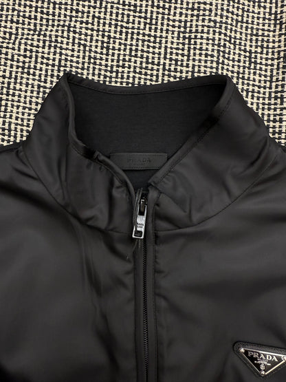 Black Half-Zip Pullover Jacket with Logo Detail