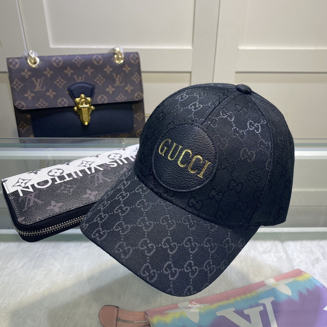 Black Monogram Pattern Baseball Cap