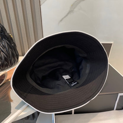Black Embroidered Cotton Bucket Hat