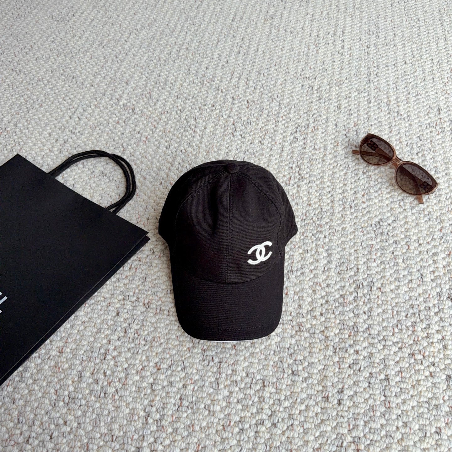 Black Embroidered Baseball Cap