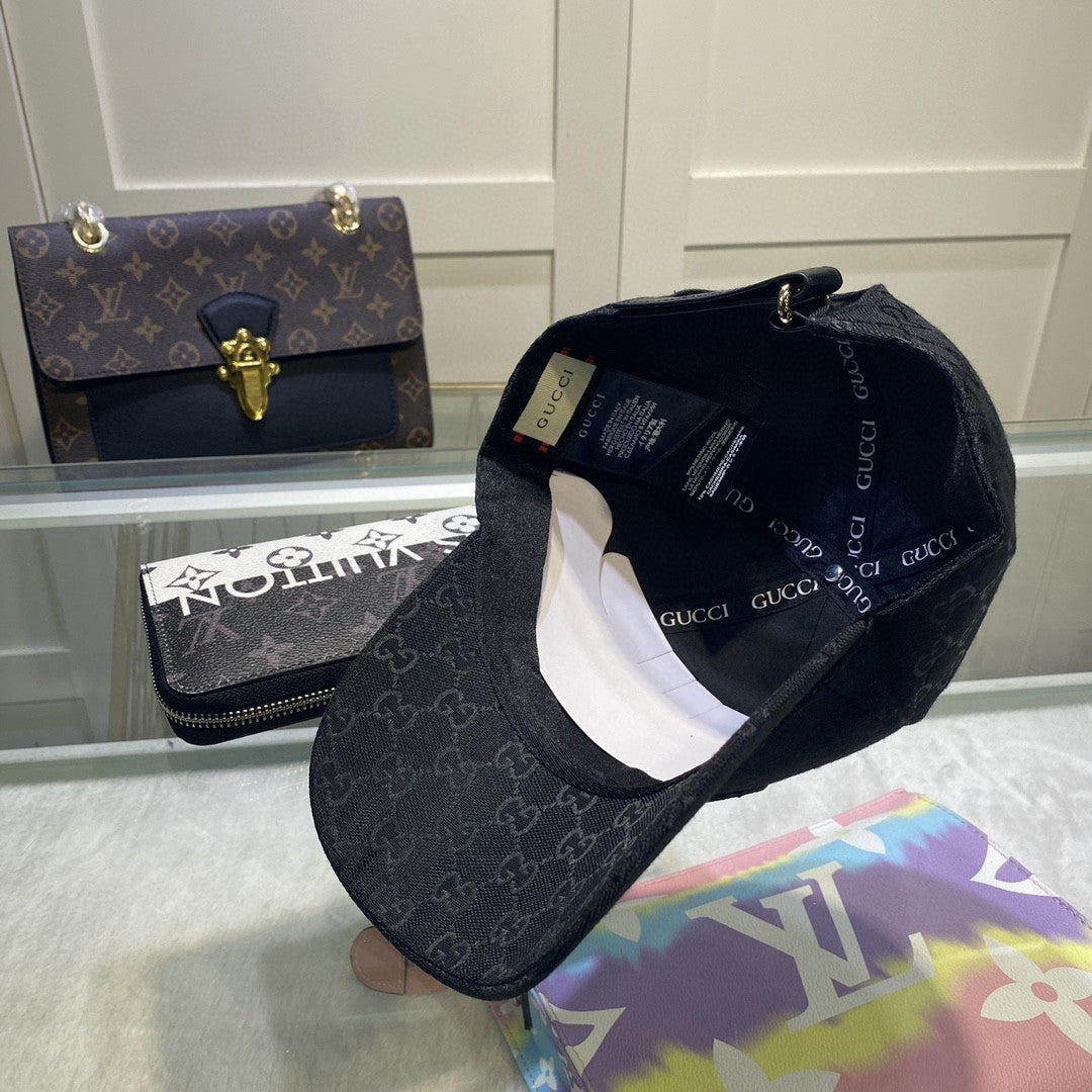 Black Monogram Pattern Baseball Cap