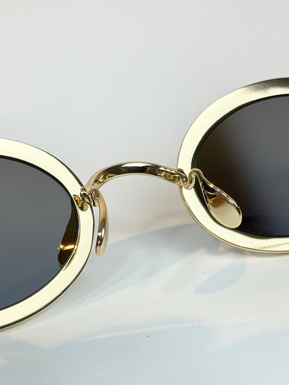 Oval Gold Metal Sunglasses