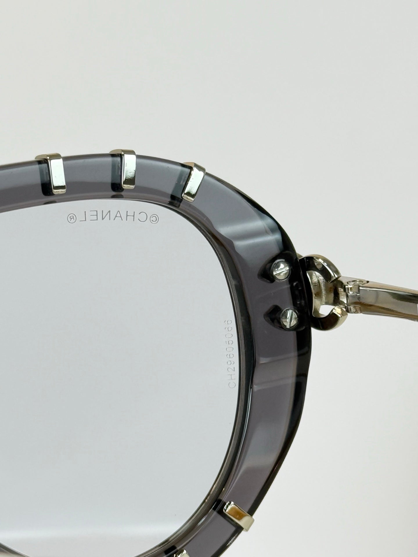 Translucent Grey Decorative Detail Eyeglass Frames