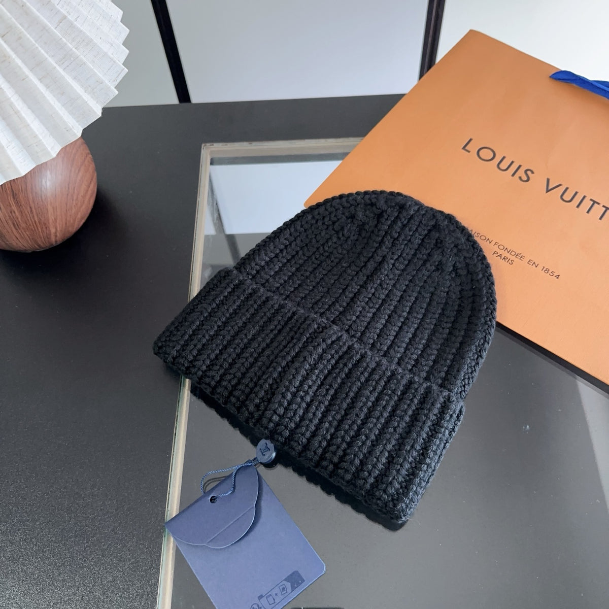 Black Ribbed Knit Cuffed Beanie