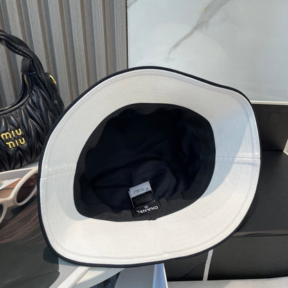 Unisex Contrast Trim Embroidered Bucket Hat