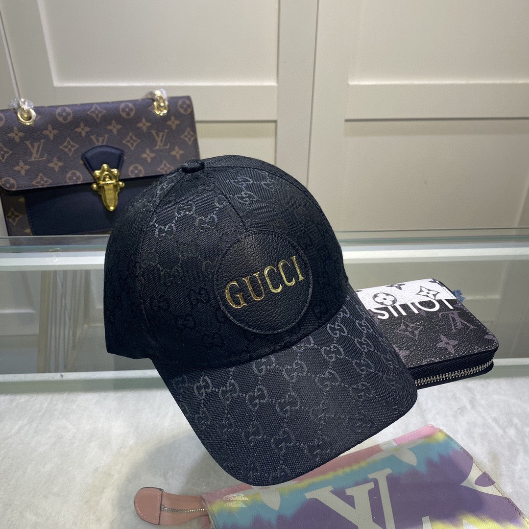 Black Monogram Pattern Baseball Cap