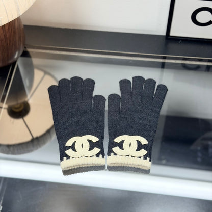 Black Knit Winter Hat Scarf and Gloves Set