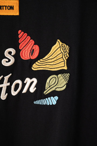 Black Embroidered Graphic Short Sleeve T-Shirt