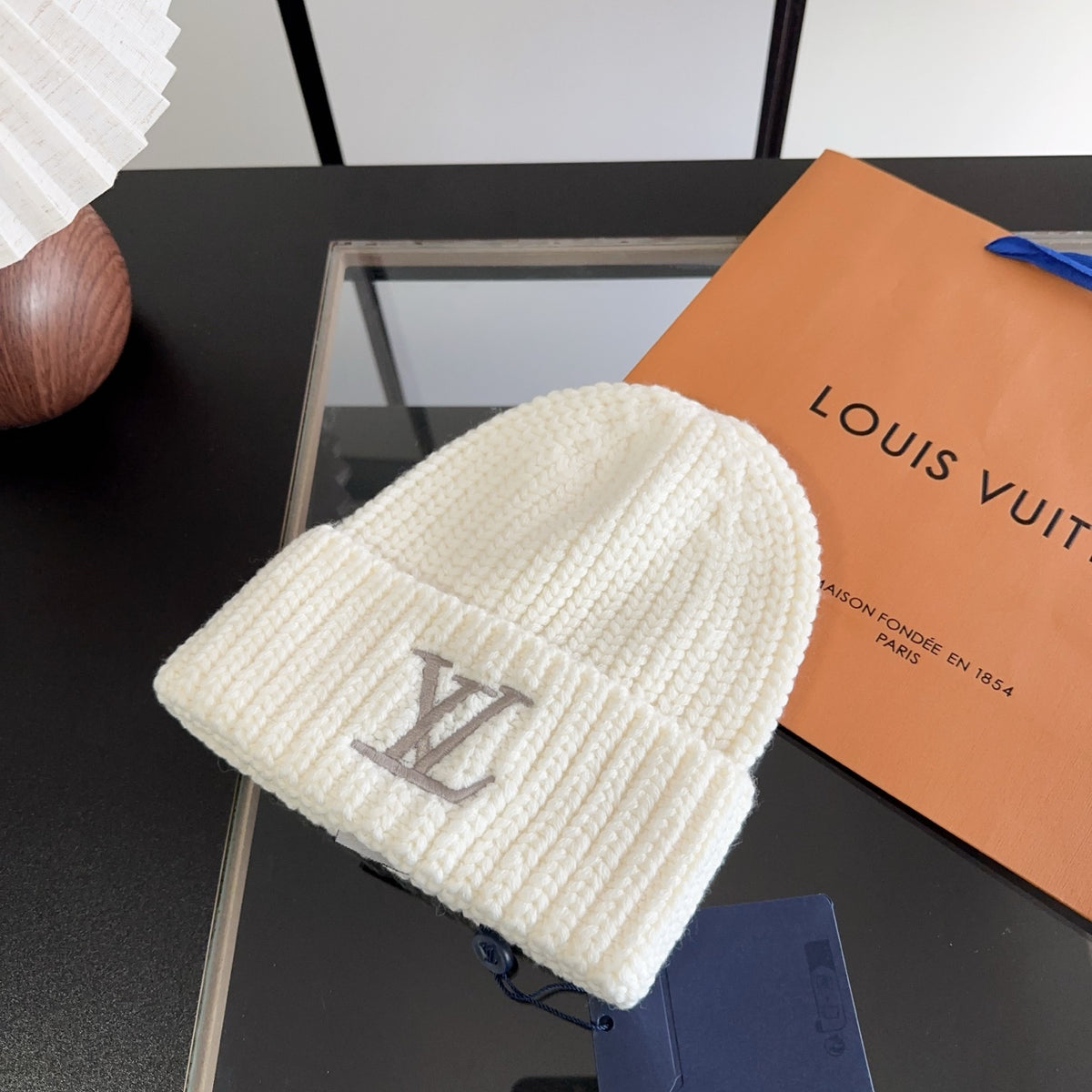 White Chunky Knit Beanie with Folded Cuff