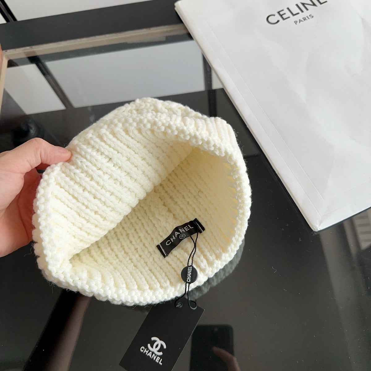 Textured Knit Beanie with Foldover Cuff