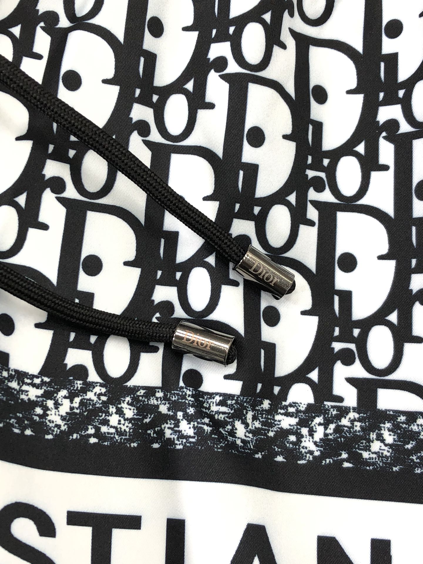 Men's Black and White Monogram Drawstring Shorts