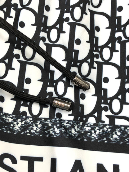Men's Black and White Monogram Drawstring Shorts