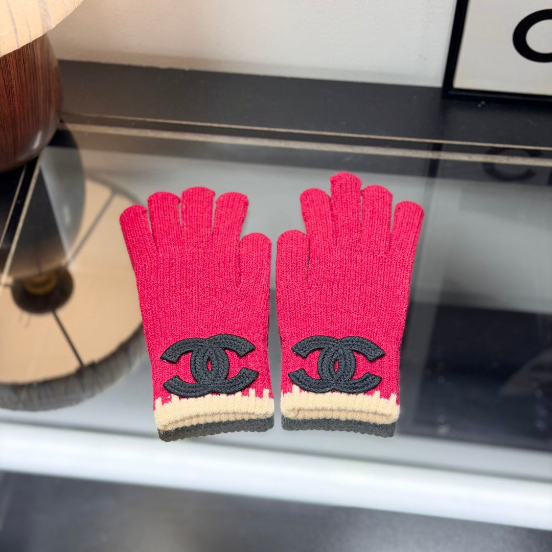 Pink Knit Winter Hat Scarf and Glove Set