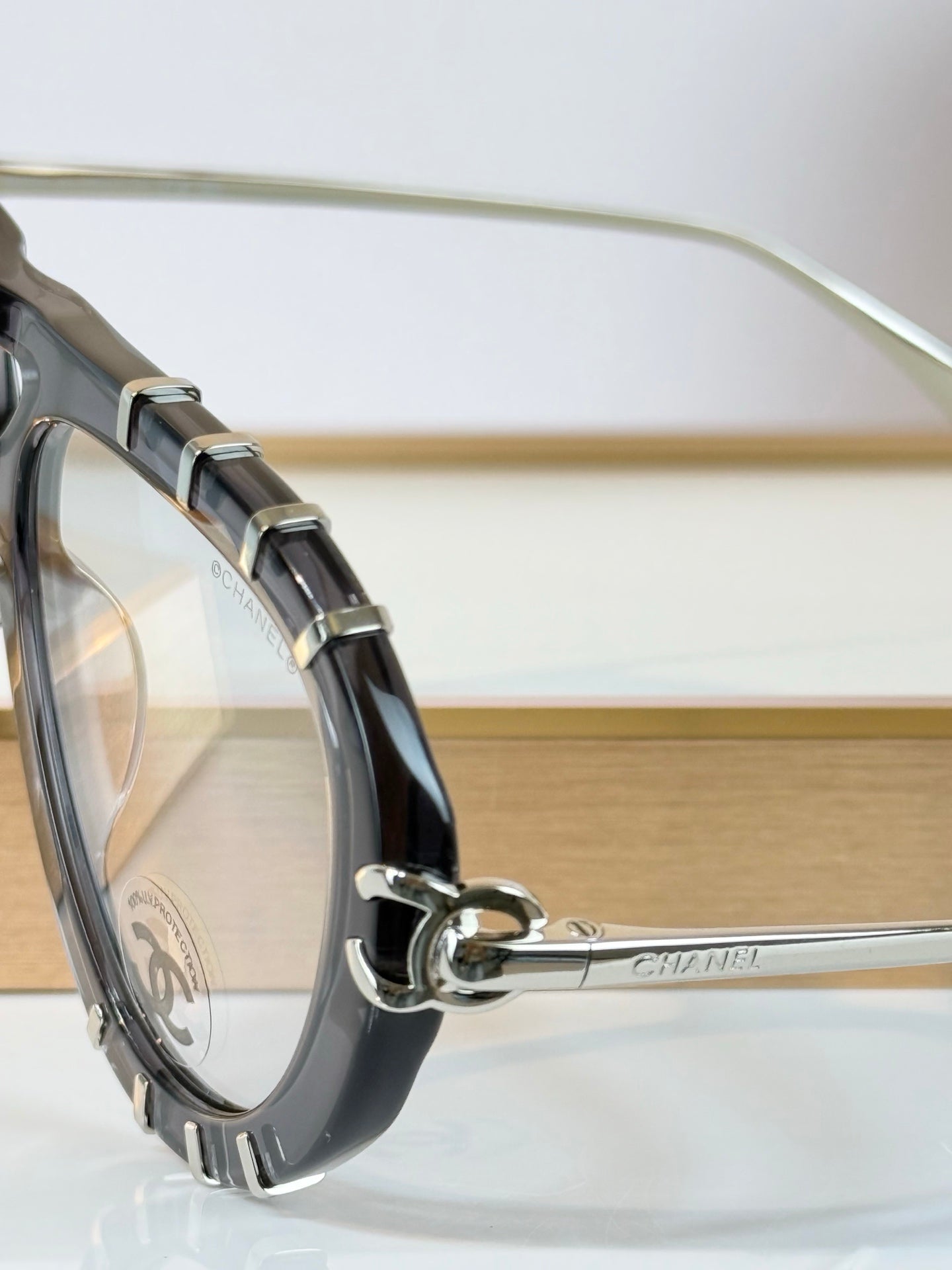 Translucent Grey Decorative Detail Eyeglass Frames
