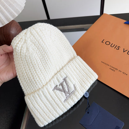 White Chunky Knit Beanie with Folded Cuff