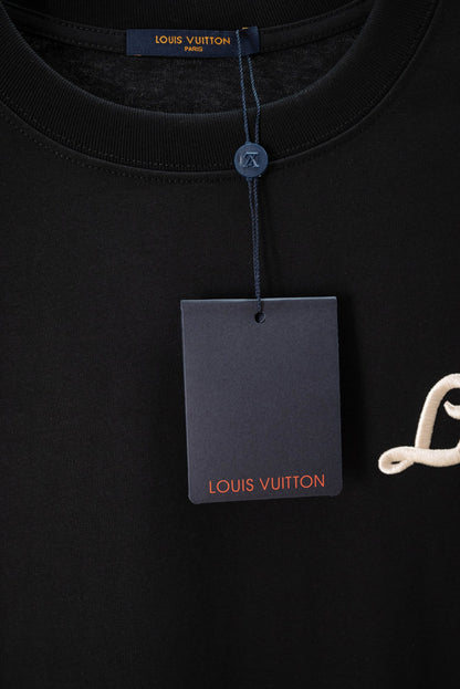 Black Embroidered Graphic Short Sleeve T-Shirt