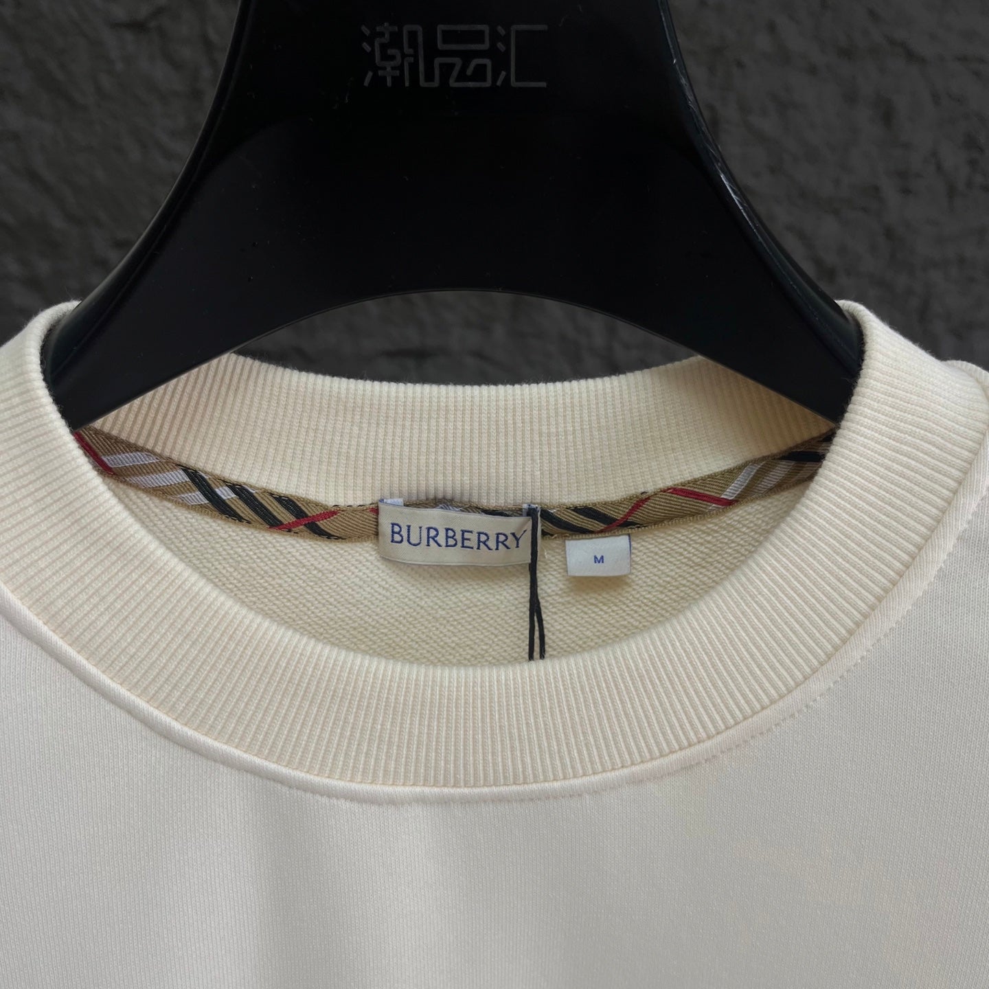 Plaid Trim Pocket Crewneck Sweatshirt